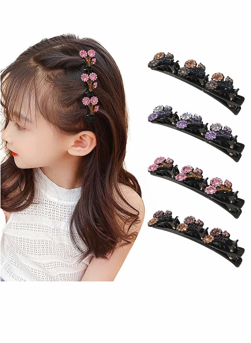 SYOSI Braided Hair Clips for Girls Sparkling Crystal Stone Braided Hair Clips for Women Rsvelte Hair Clip Cherry Braided Hair Clips for Girls with Rhinestones Fine or Thick Hair - Image 1