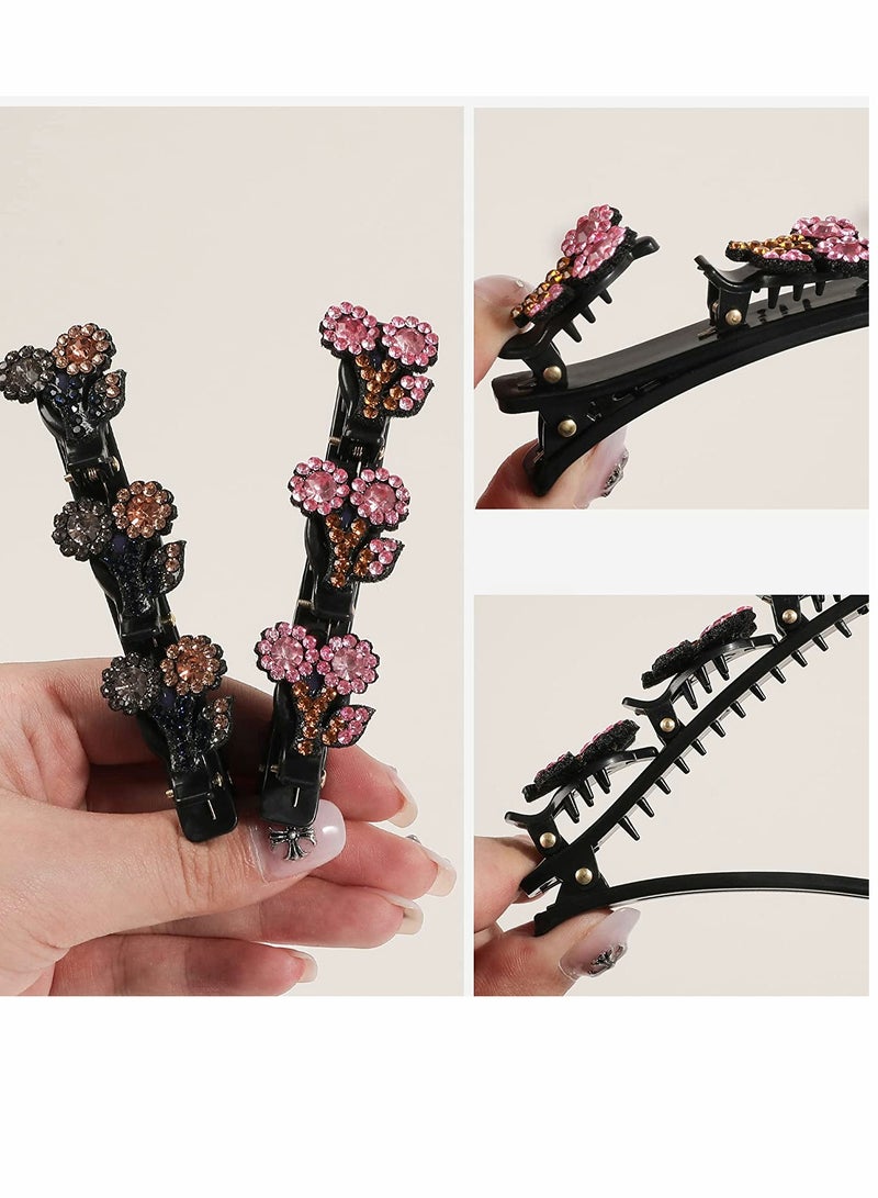 SYOSI Braided Hair Clips for Girls Sparkling Crystal Stone Braided Hair Clips for Women Rsvelte Hair Clip Cherry Braided Hair Clips for Girls with Rhinestones Fine or Thick Hair - Image 2