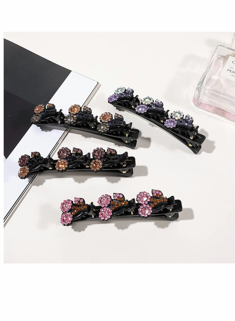 SYOSI Braided Hair Clips for Girls Sparkling Crystal Stone Braided Hair Clips for Women Rsvelte Hair Clip Cherry Braided Hair Clips for Girls with Rhinestones Fine or Thick Hair - Image 4