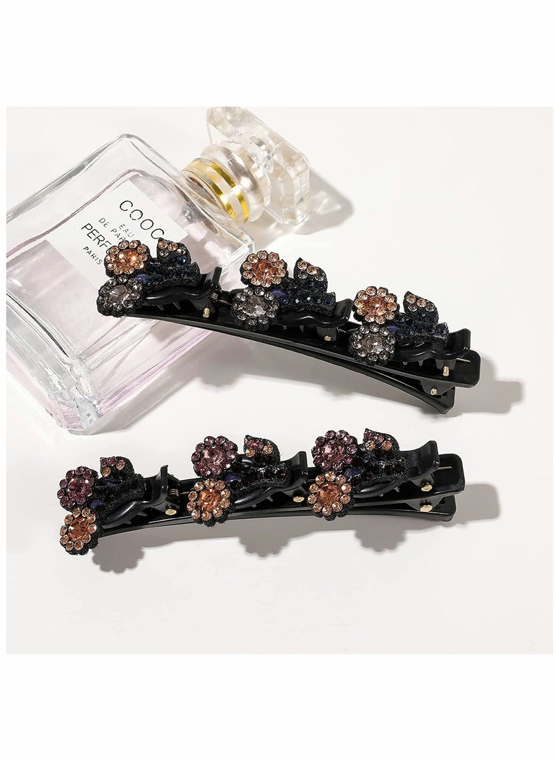 SYOSI Braided Hair Clips for Girls Sparkling Crystal Stone Braided Hair Clips for Women Rsvelte Hair Clip Cherry Braided Hair Clips for Girls with Rhinestones Fine or Thick Hair - Image 5