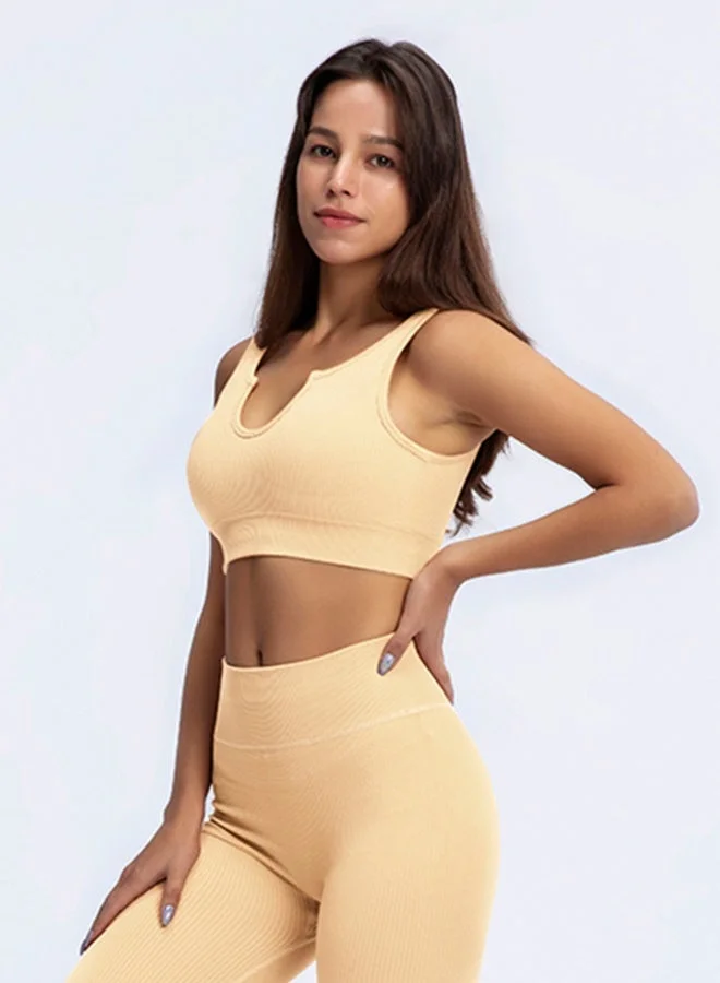 Womens U Back Sports Bra - Padded Low Impact Workout Yoga Bra with Removable Built in Bra