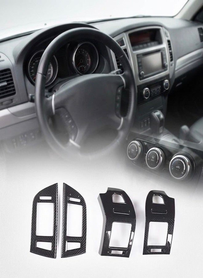 Carbon Fibre AC Vents Interior Trim Cover Panel Set compatible with Mitsubishi Pajero, AC Vents Carbon Fiber Trim for Pajero 2008-2023 Models, Set of 4pc - Image 1