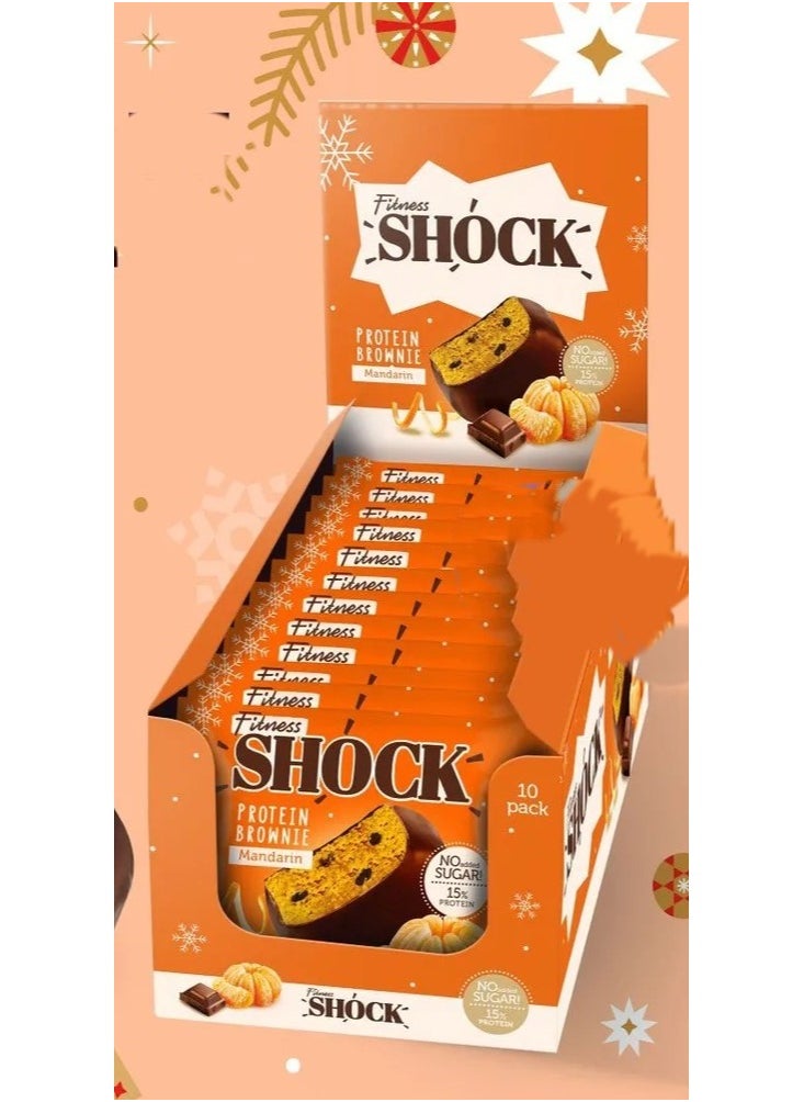Fitness Shock Fitness Shock Protein Brownie Mandarin Flavor Pack of 10  - Image 1