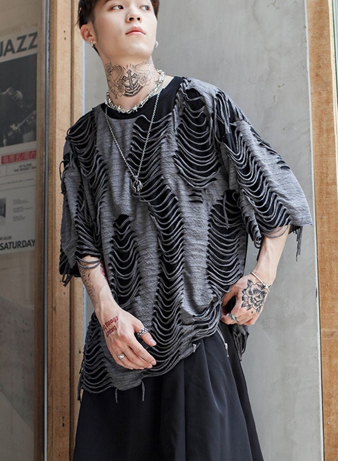 Summer men's high street style loose short-sleeved T-shirt - Image 4