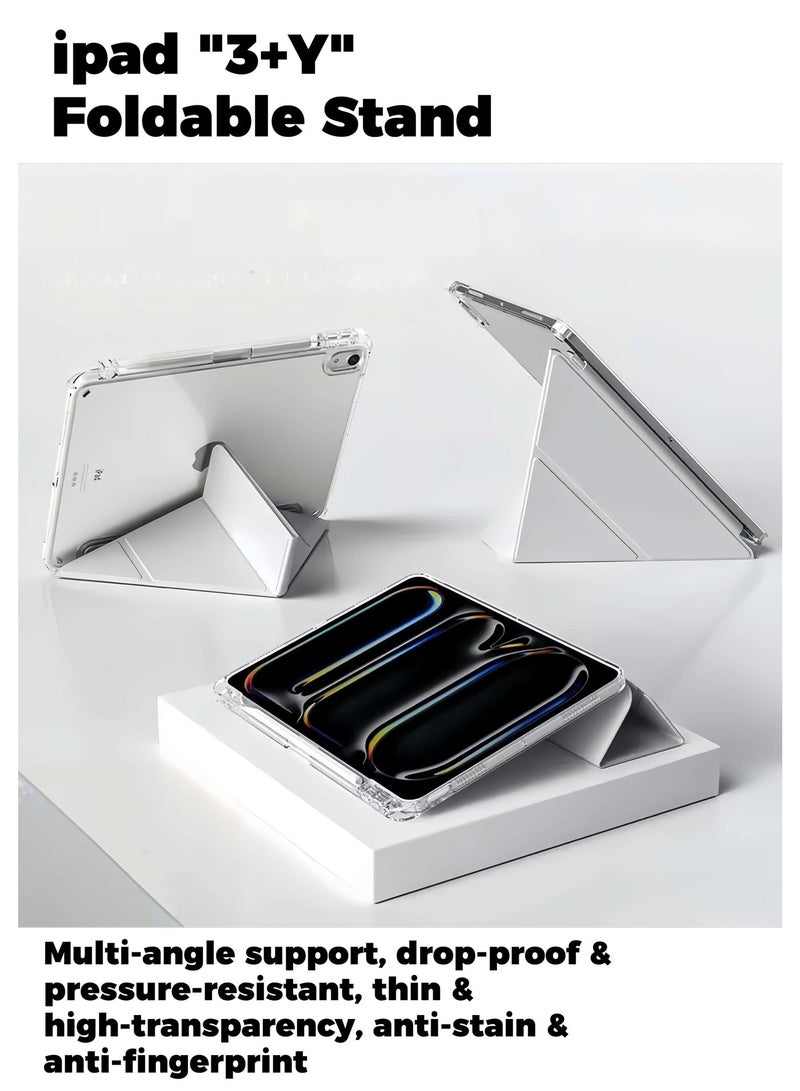 QUAB Clear Case for iPad 11th Gen (A16) / iPad 10th Gen, Anti-Bend Shockproof Cover with Apple Pencil Holder, 3+Y Multi-Angle Stand, Dual-Side Stain Resistant,Grey. - Image 1