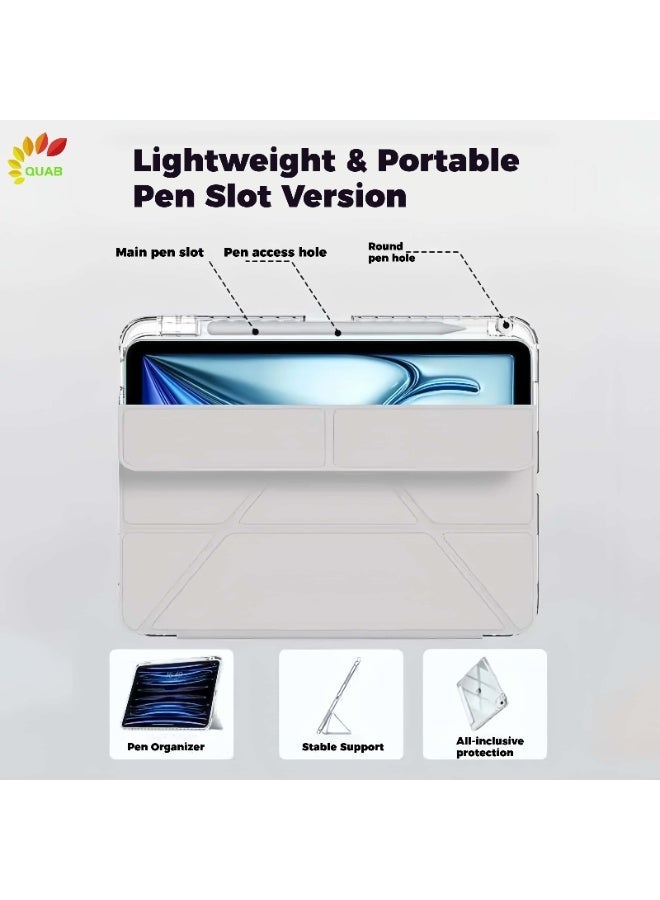 QUAB Clear Case for iPad 11th Gen (A16) / iPad 10th Gen, Anti-Bend Shockproof Cover with Apple Pencil Holder, 3+Y Multi-Angle Stand, Dual-Side Stain Resistant,Grey. - Image 5