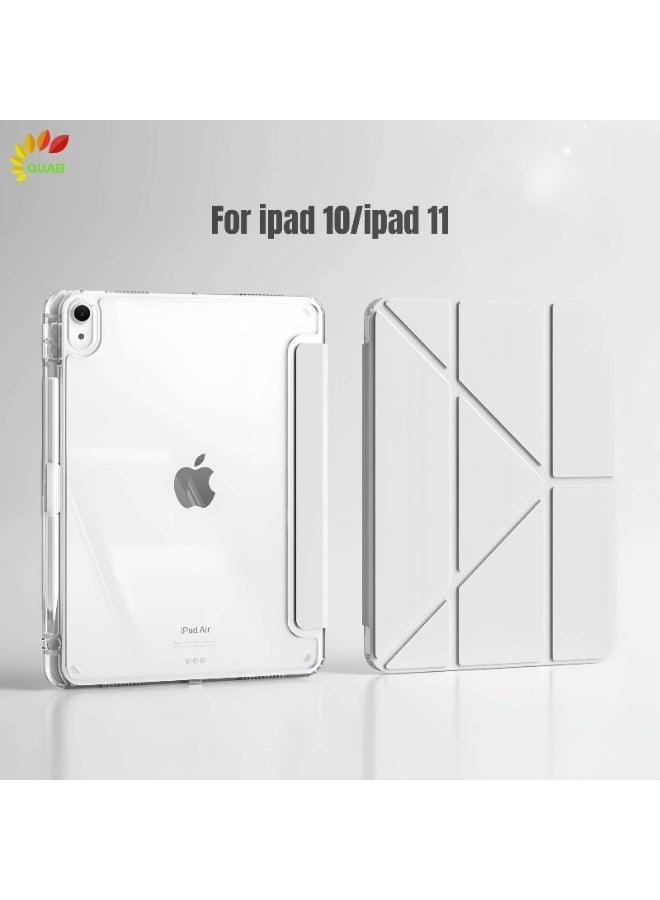 QUAB Clear Case for iPad 11th Gen (A16) / iPad 10th Gen, Anti-Bend Shockproof Cover with Apple Pencil Holder, 3+Y Multi-Angle Stand, Dual-Side Stain Resistant,Grey. - Image 2