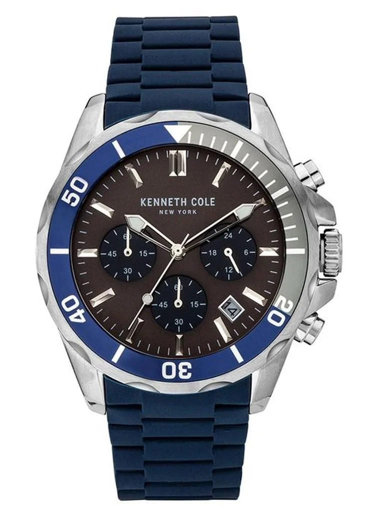 Kenneth Cole New York 43mm Men's Chronograph Watch with Blue Silicone Strap