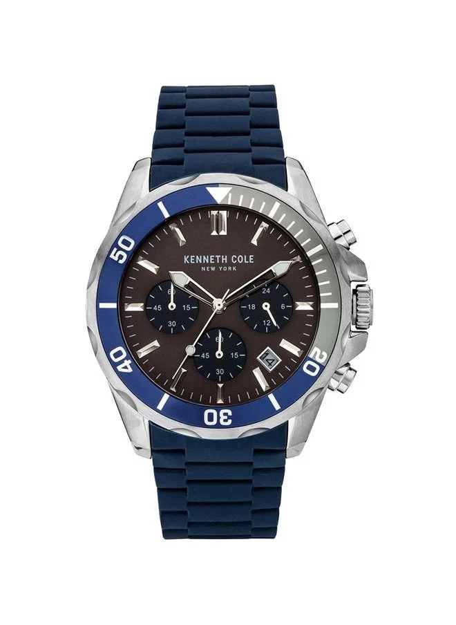 Kenneth Cole New York 43mm Men's Chronograph Watch with Blue Silicone Strap