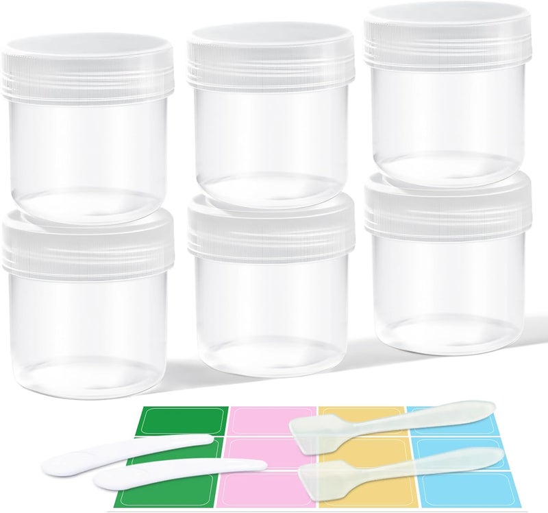 DEMORA Small Travel Containers Plastic Jars with Lids for Creams, Refillable TSA Approved Travel Size Containers for Lotion Makeup Cosmetic Ointments Slime, PP, BPA Free (Clear, 1 oz, 6 Pcs) - Image 1