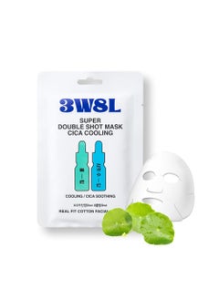 3W8L Super Double Shot Face Mask Cica Cooling 091 fl oz  53 C  Caming Essence  Heated Skin  Daily Facial Mask Ecofriendly Pure Cotton Green Sheet Masks  Korean Skin Care