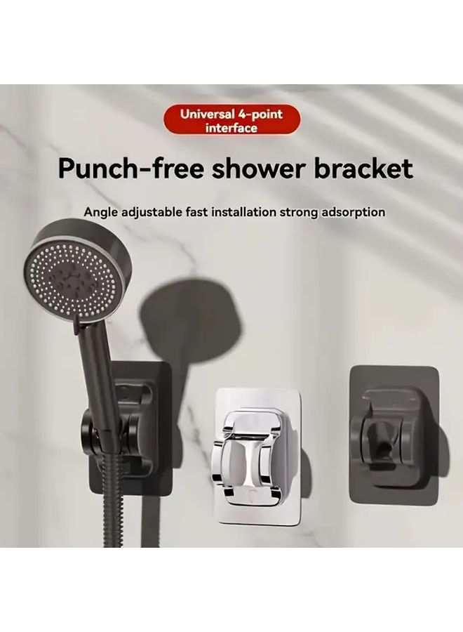 Adjustable No Drill Shower Head Holder Wall Mounted Waterproof Gray - Image 2