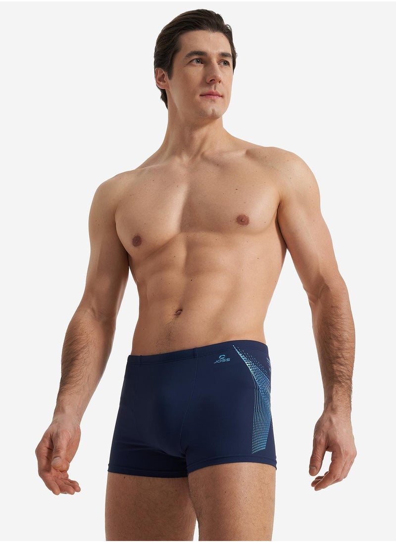 Joss Joss Men's Swimming Trunks-Shorts Blue/Light Blue – Recycled Polyamide, Aquaforce Fabric with Lycra XtraLife, Chlorine & Seawater Resistant, Adjustable Fit  - Image 1