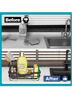 Excefore Kitchen Sink Sponge Holder, Sink Tray Drainer Rack, Punch-free Dry Kitchen Sink Organizer, Storage Kitchen & Home Accessories, Not Including Dispenser and Sponge, Black  - Image 3
