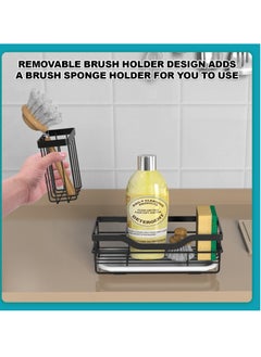 Excefore Kitchen Sink Sponge Holder, Sink Tray Drainer Rack, Punch-free Dry Kitchen Sink Organizer, Storage Kitchen & Home Accessories, Not Including Dispenser and Sponge, Black  - Image 4