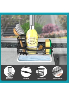 Excefore Kitchen Sink Sponge Holder, Sink Tray Drainer Rack, Punch-free Dry Kitchen Sink Organizer, Storage Kitchen & Home Accessories, Not Including Dispenser and Sponge, Black  - Image 2