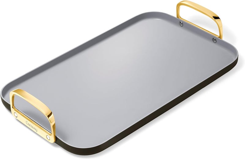 CARAWAY Caraway Double Burner Griddle  19x12 Griddle Pan  NonStick Ceramic Coated  Non Toxic PTFE  PFOA Free  Oven Safe  Compatible with All Stovetops  Black  - Image 1