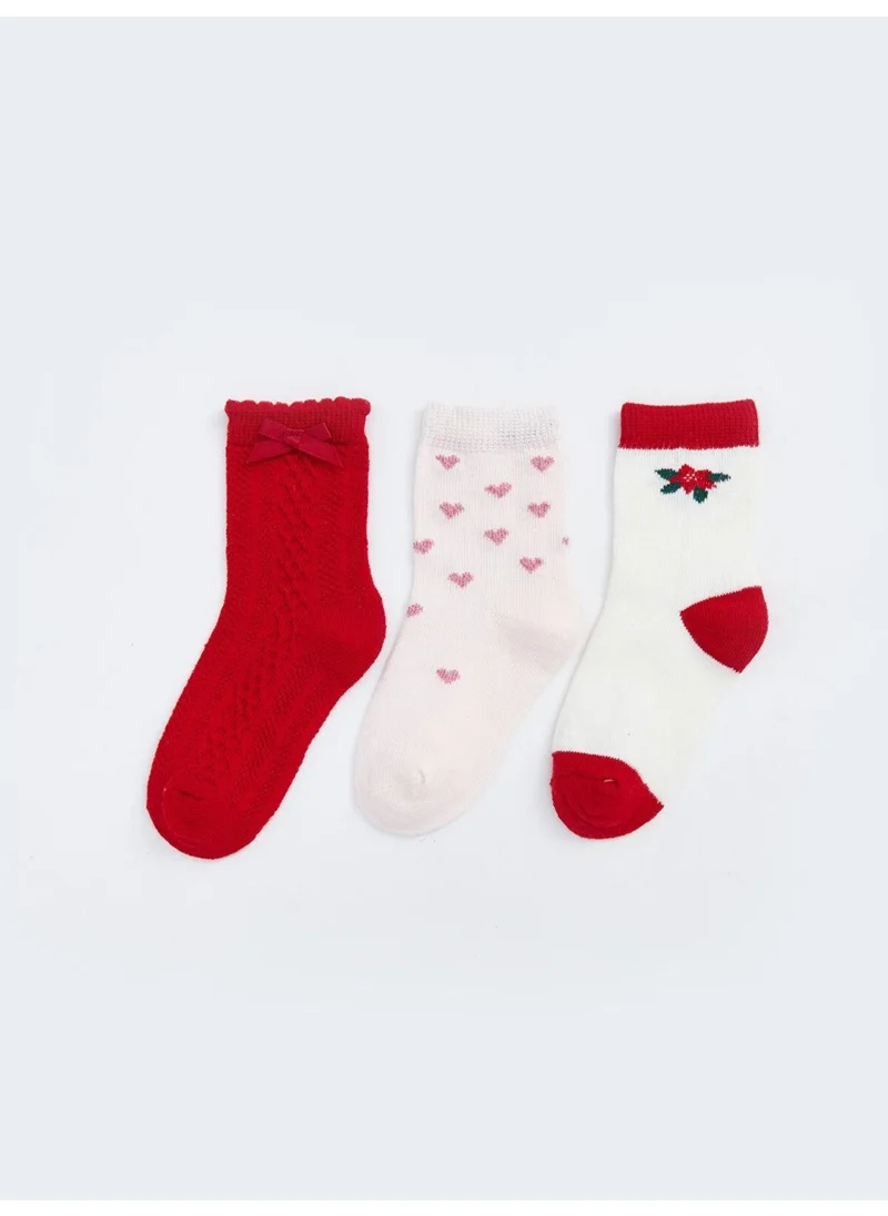 ال سي وايكيكي Baby Patterned Baby Girl Socks 3-Pack