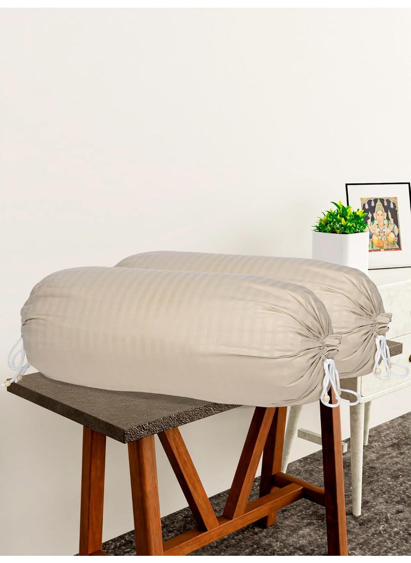 Kuber Industries Kuber Industries Bolster Covers Soft Cotton Bolster Cover Set Diwan Round Bolster Striped Pattern Masand Cover 16x32 Inch Pack of 6 Cream  - Image 2