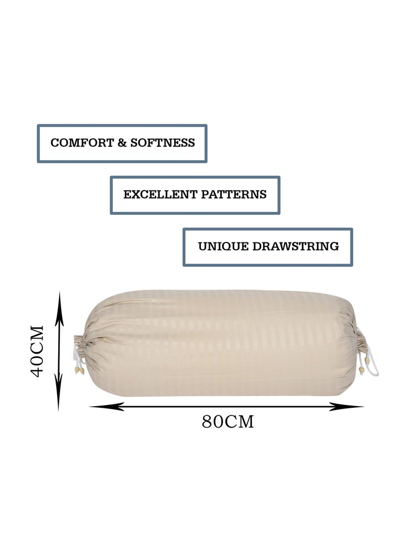 Kuber Industries Kuber Industries Bolster Covers Soft Cotton Bolster Cover Set Diwan Round Bolster Striped Pattern Masand Cover 16x32 Inch Pack of 6 Cream  - Image 3
