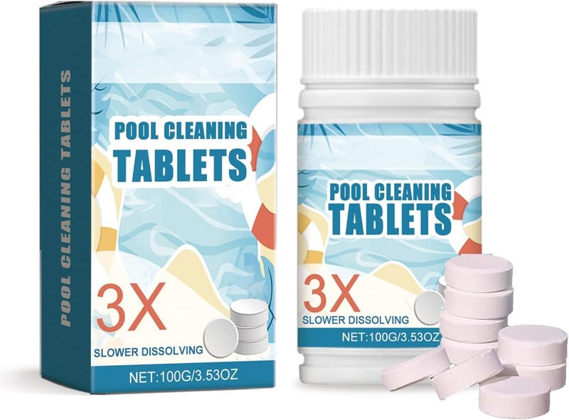 Makbeaty Swimming Pool Cleaning Tablets,Chlorine Pool Tablet,Multifunctional Pool Chlorine Tablets For Swimming Pool Disinfection -Pro-Grade Pool Sanitizer(100Pcs) اقراص كلور للمسبح - Image 1