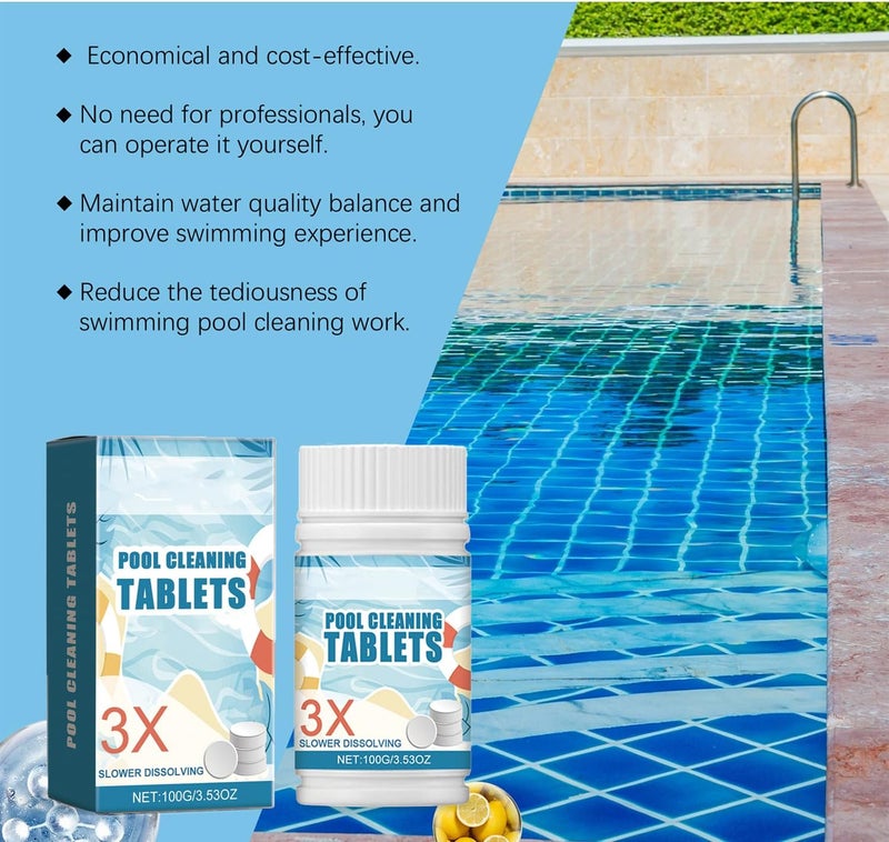 Makbeaty Swimming Pool Cleaning Tablets,Chlorine Pool Tablet,Multifunctional Pool Chlorine Tablets For Swimming Pool Disinfection -Pro-Grade Pool Sanitizer(100Pcs) اقراص كلور للمسبح - Image 3