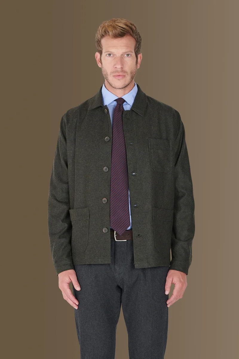 Birdseye jacket wool blend made in italy - Green