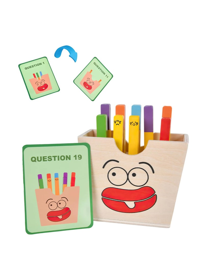 Wooden French Fries Sorting and Stacking Toys for Toddlers, Montessori Toys for 3 Year Olds, Preschool Educational Toys to Develop Fine Motor Skills - Image 1