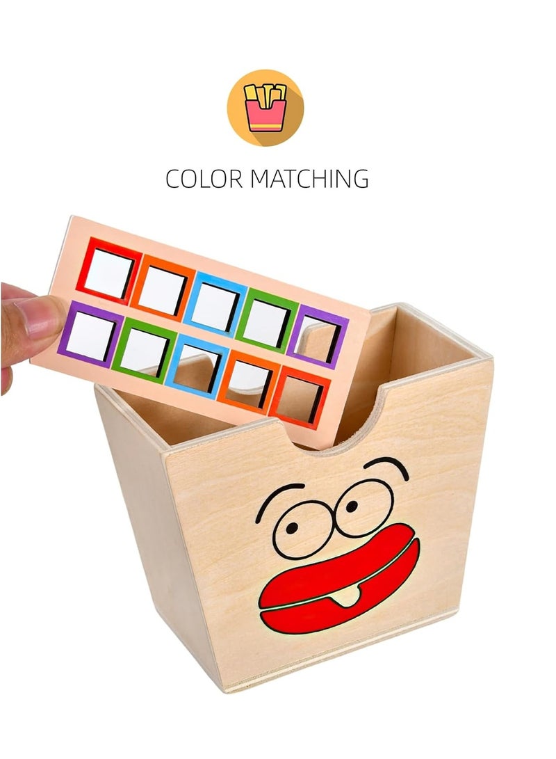 Wooden French Fries Sorting and Stacking Toys for Toddlers, Montessori Toys for 3 Year Olds, Preschool Educational Toys to Develop Fine Motor Skills - Image 5