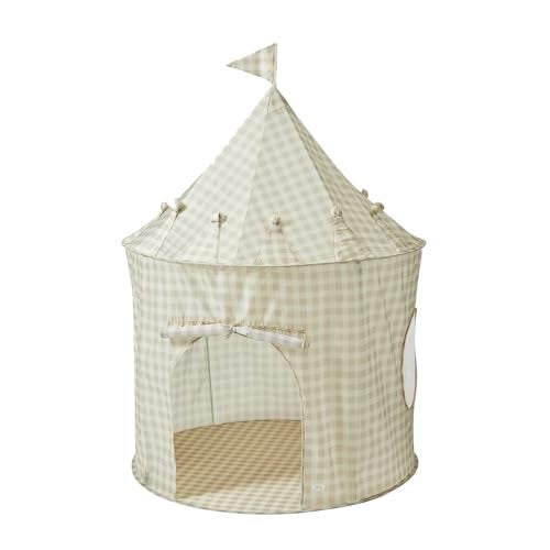 3 Sprouts Kids Play Tent Sustainable Recycled Fabric Fun Spacious Childs Playhouse for Indoor Games for Boys Girls Durable Fort Pop Up House for Toddlers Children Age 310 Gingham Beige - Image 1