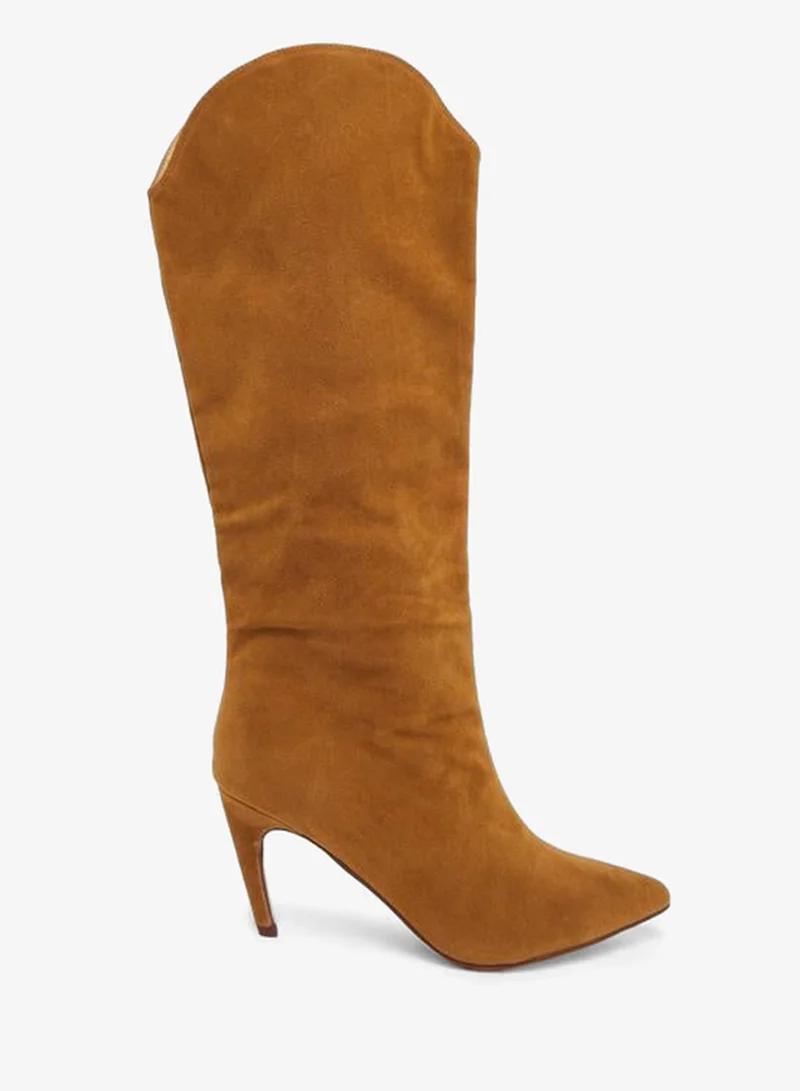 Styli Women Tan Suede Knee High Boots