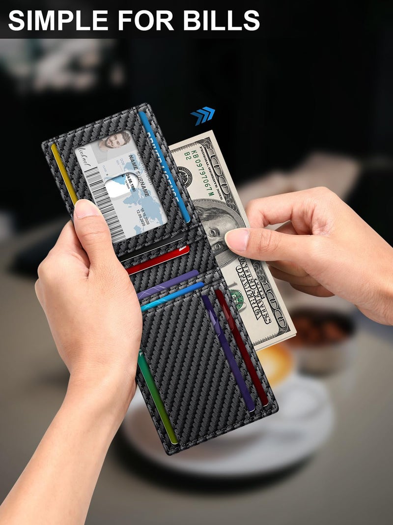 SEMORID Wallet for Men Slim Leather Wallets for 13-17 Cards, RFID Blocking Thin Card Holder Wallet with ID Window & Large Capacity Cash Slot, Minimalist Bifold Small Wallet for Front Pocket, Gift for Men - Image 4