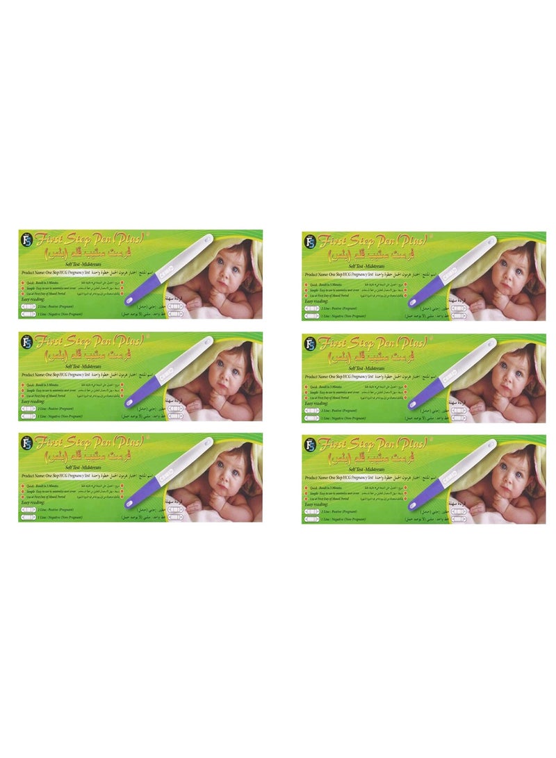 Generic Pack of 6 of First Step Plus Mid Stream Pregnancy Test Devices 