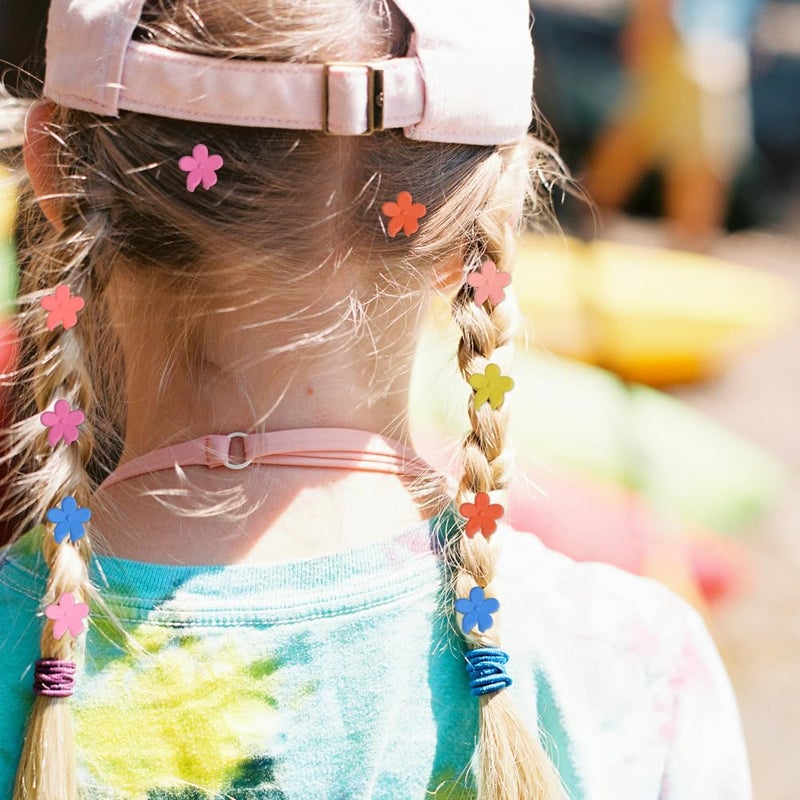 Yongdeli Mini Flower Hair Clip Flower Clips,Colorful Mini Hair Claw,for Women, Girls,Baby, Toddler Bangs Strong Grip Small Tiny Rainbow Hair Clips (100, Matte Colors) - Image 5