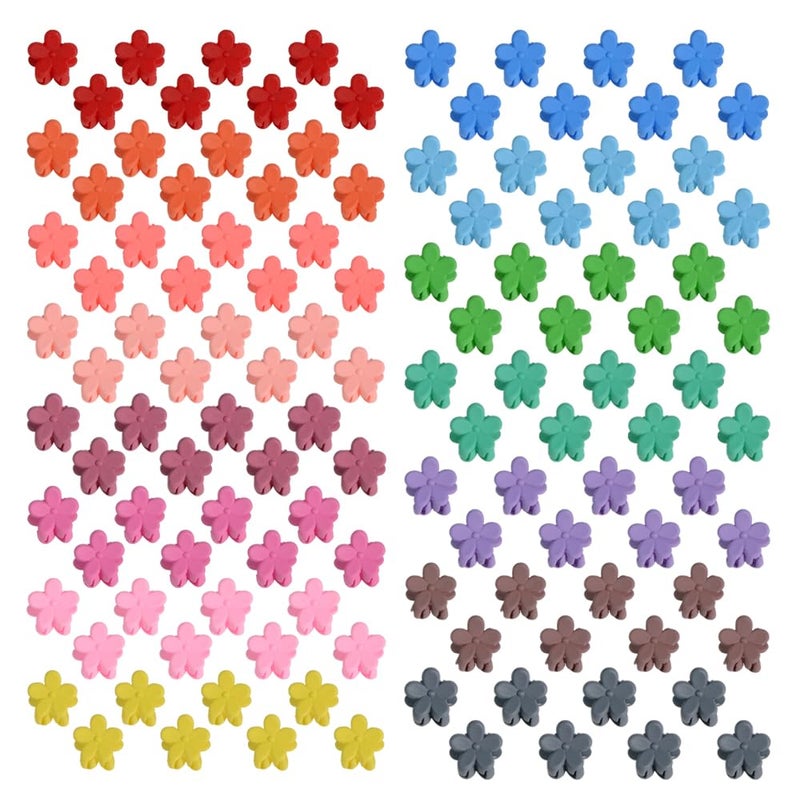 Yongdeli Mini Flower Hair Clip Flower Clips,Colorful Mini Hair Claw,for Women, Girls,Baby, Toddler Bangs Strong Grip Small Tiny Rainbow Hair Clips (100, Matte Colors) - Image 1