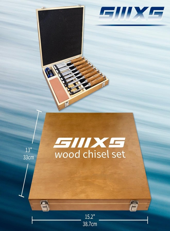 SIIIXS 8 Piece Premium Wood Chisel Set, 8 Pieces Wood Chisels with 1 Piece Honing Guide and 1 Piece Sharpening Stone - Image 5