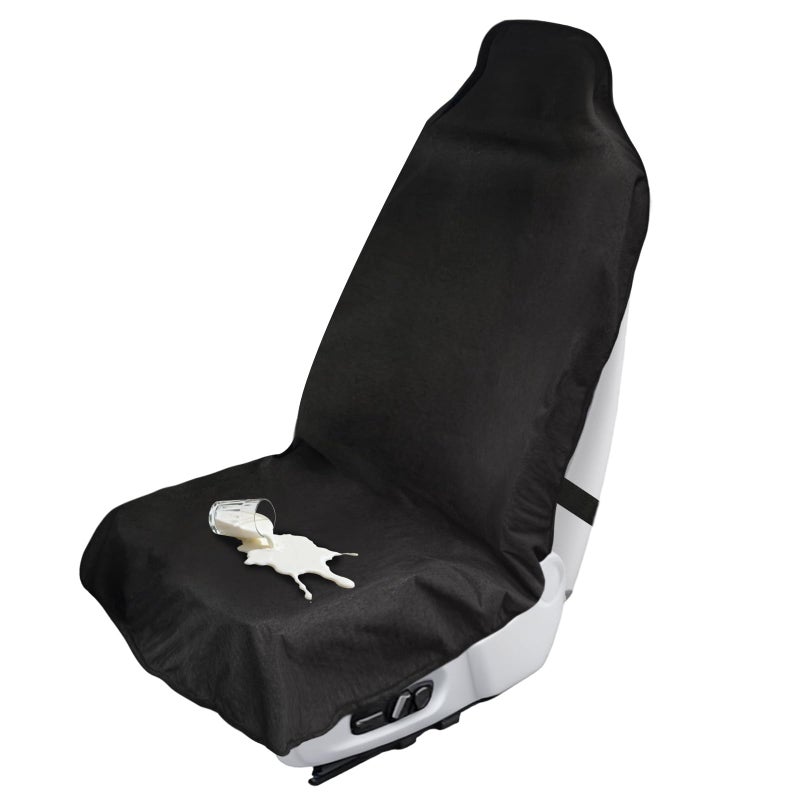 DMS PROTECTOR Waterproof Car Seat Cover Towel, Universal Fit Seat Protector for Cars and Small SUVs Anti-Slip Front Seat Protectors for Gym, Pets & Travel, Black, Machine Washable - Image 1