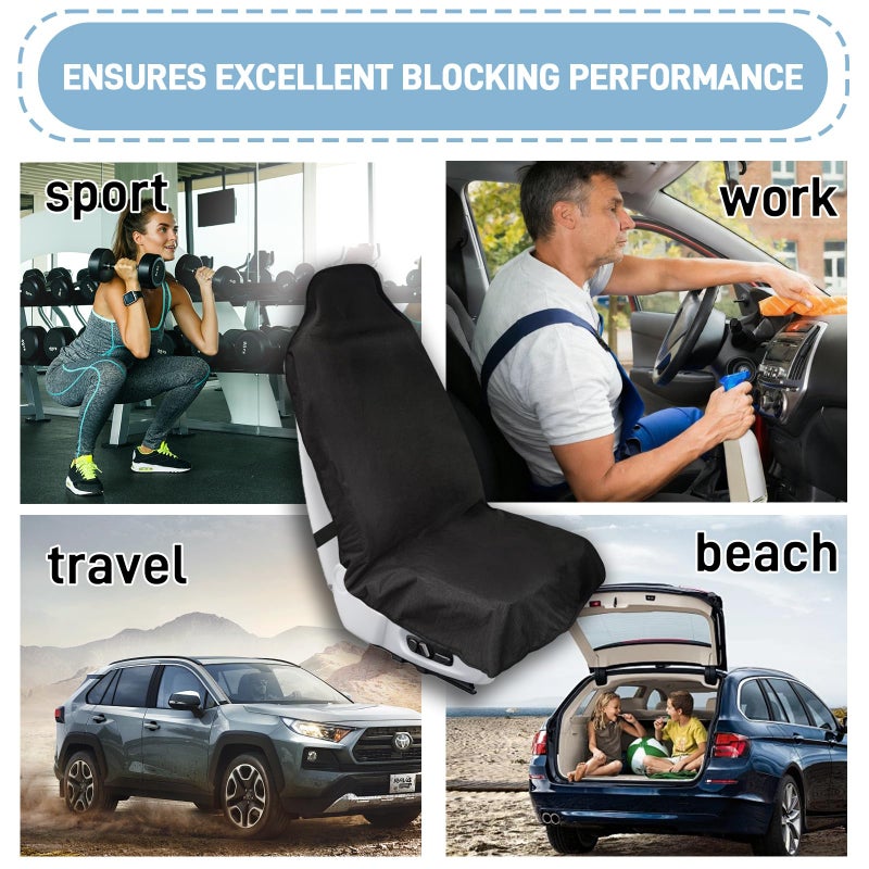 DMS PROTECTOR Waterproof Car Seat Cover Towel, Universal Fit Seat Protector for Cars and Small SUVs Anti-Slip Front Seat Protectors for Gym, Pets & Travel, Black, Machine Washable - Image 4