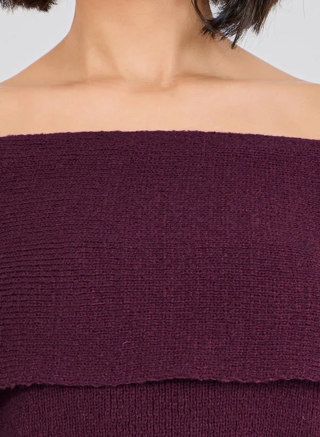 Styli Off Shoulder Neck Knit Top