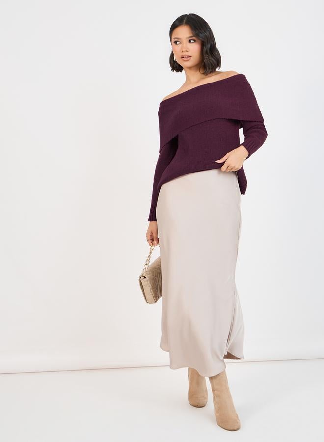 Styli Off Shoulder Neck Knit Top - Image 2