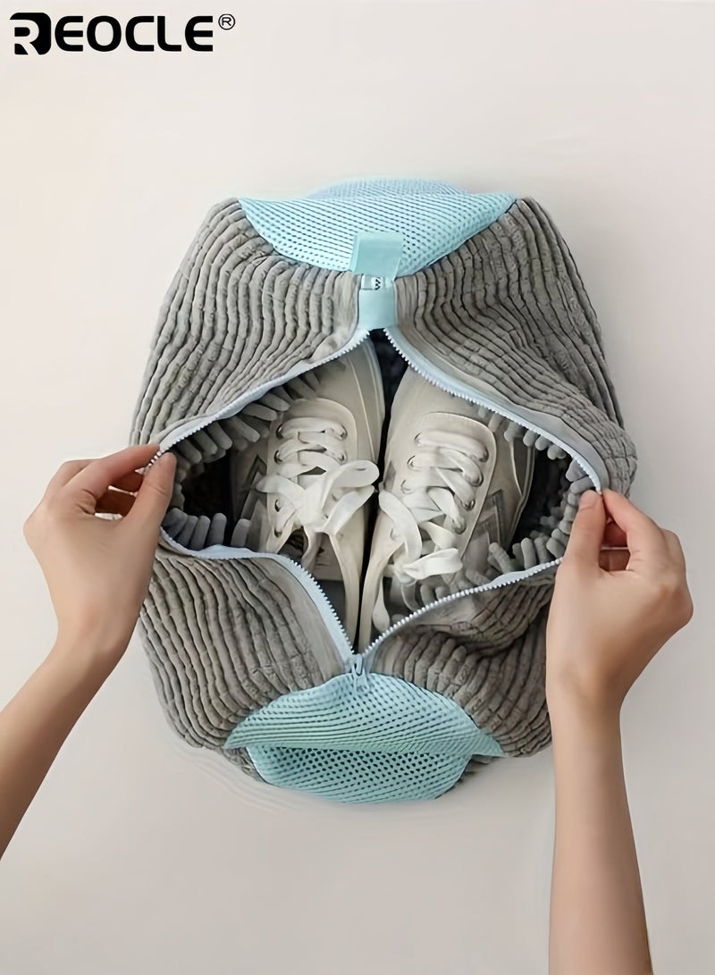 ريوكل حقيبتان للغسيل مخصصتان للأحذية، قابلة لإعادة الاستخدام، توفر تنظيفاً عميقاً بزاوية 360 درجة، آمنة للاستخدام في الغسالة والمجفف، تحافظ على شكل الحذاء، من إكسسوارات الغسيل الضرورية لجميع أنواع الأحذية - Image 2