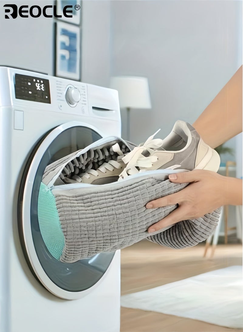 ريوكل حقيبتان للغسيل مخصصتان للأحذية، قابلة لإعادة الاستخدام، توفر تنظيفاً عميقاً بزاوية 360 درجة، آمنة للاستخدام في الغسالة والمجفف، تحافظ على شكل الحذاء، من إكسسوارات الغسيل الضرورية لجميع أنواع الأحذية - Image 4