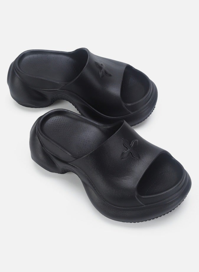 Loquat Pillow Slippers Thick Sole Wedge Non Slip Fish Mouth Outdoor Beach Slippers Black  - Image 2