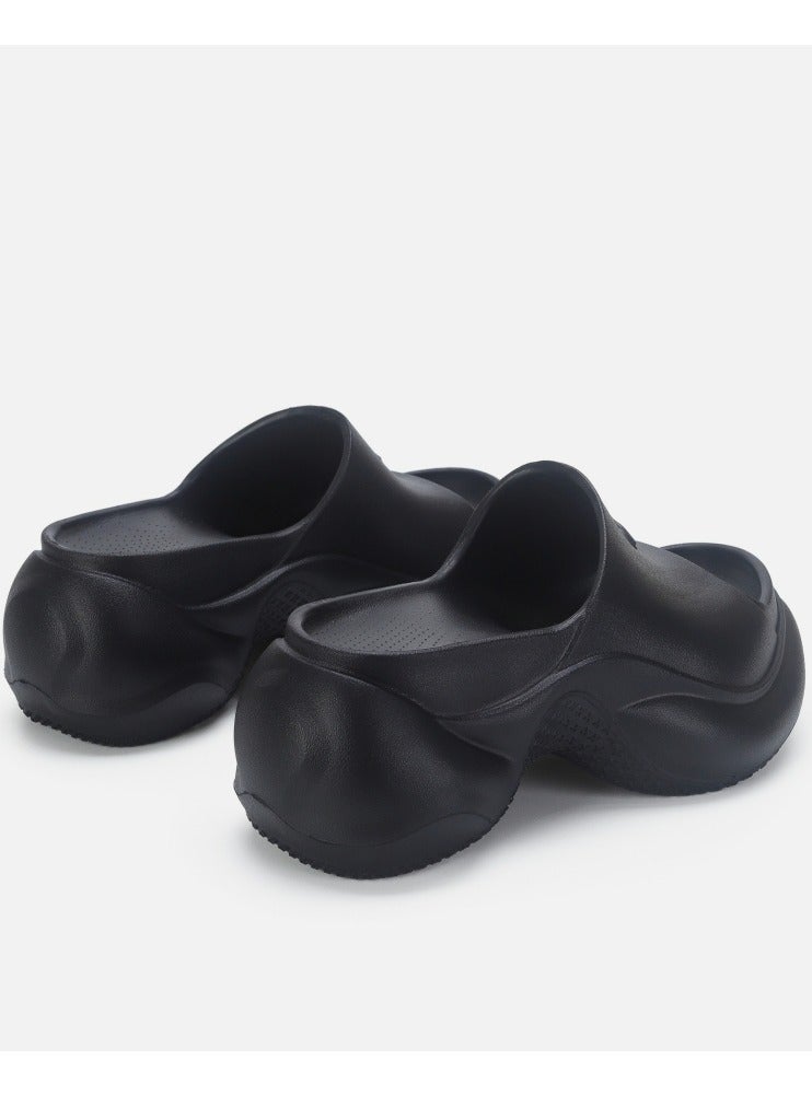 Loquat Pillow Slippers Thick Sole Wedge Non Slip Fish Mouth Outdoor Beach Slippers Black  - Image 4
