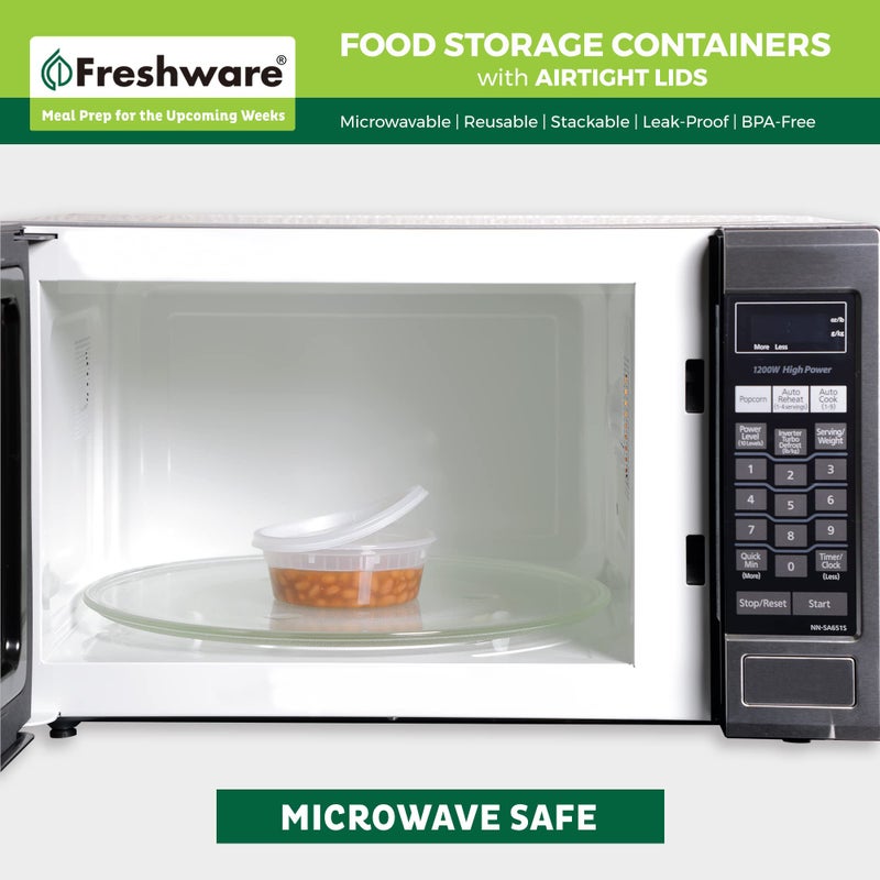 Freshware Food Storage Containers [50 Set] 8 oz Plastic Deli Containers with Lids, Slime, Soup, Meal Prep Containers, BPA Free, Stackable, Leakproof, Microwave, Dishwasher and Freezer Safe - Image 2
