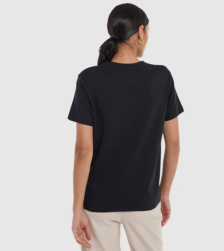 بي سي بي جي BCBG V Neck T Shirt With Embroidery
