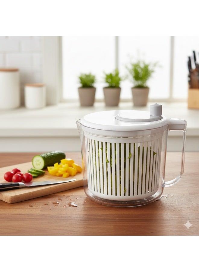 Fissman Salad Spinner Dryer 21cm/2.5L Plastic Rotary Vegetable Washer with Bowl - Image 1