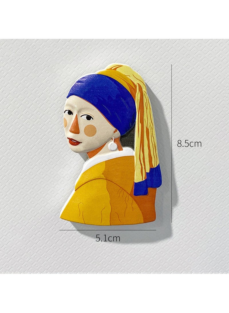 Girl With Pearl Earrings Refrigerator Magnet Funny Character Cute Creative Magnetic Stickers Finished Refrigerator Magnet Home Decoration Accessories - Image 2