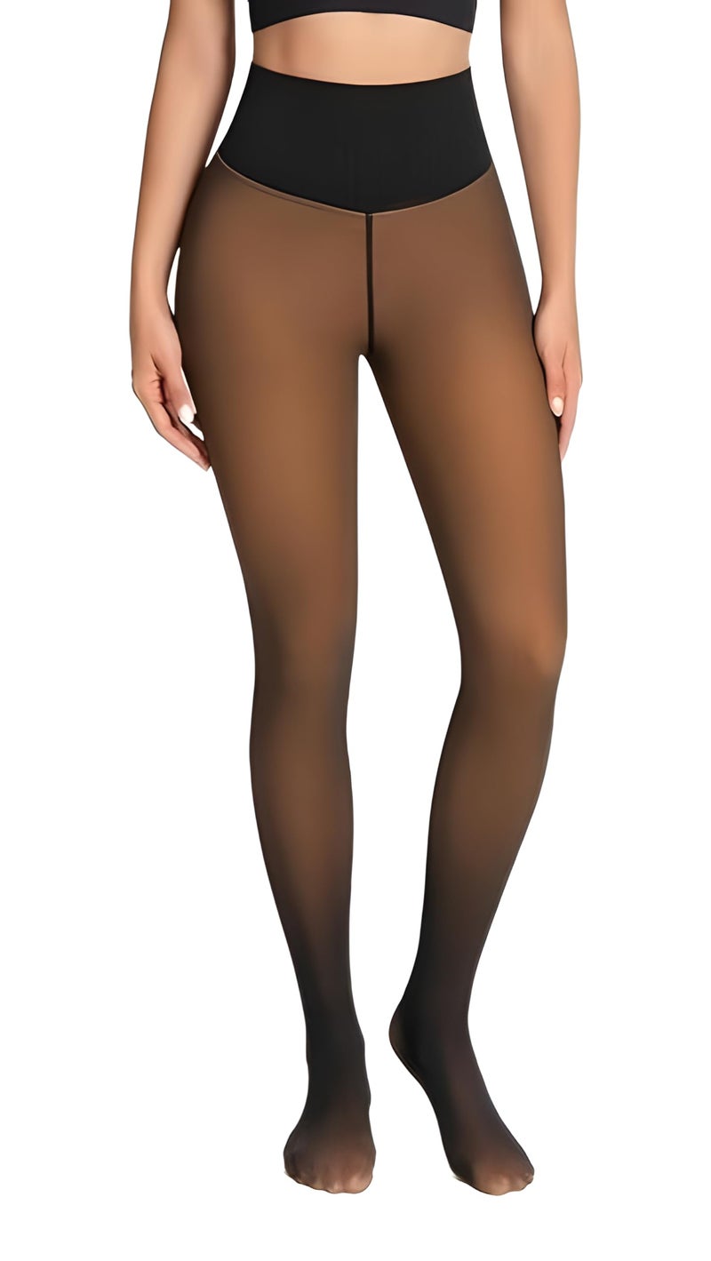 Apriddeo One-Seam Fake Sheer Fleece Lined Tights for Women, Thermal Leggings with Tummy Control & Butt Lifting Design - Image 1