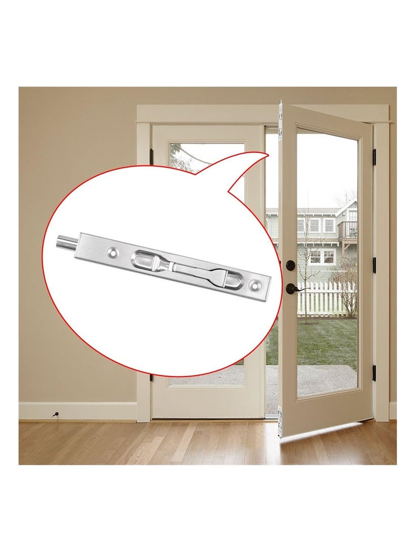 6 Inch Door Bolts, Stainless Steel Concealed Security French Door Locks with Hardwares, Metal Flush Latch Bolts for Composite Wood Double Dummy Door, 2 Pcs - Image 2